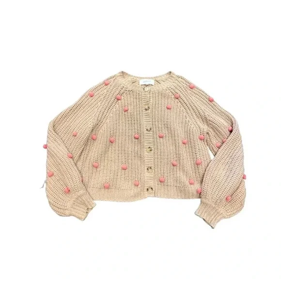 The Great Pink Bobble Sophomore Crew Neck Knitted Cardigan Sweater Sz 1 …